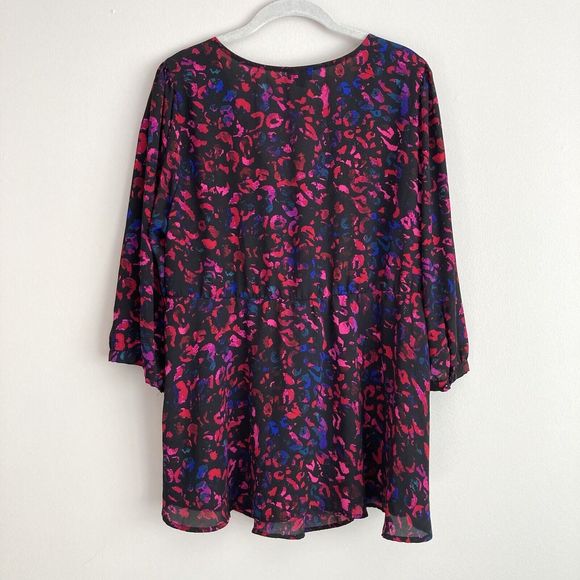 Torrid Womens Plus Leopard Print Georgette Tie-Front Peplum Blouse Plus Size 1 - Picture 8 of 11